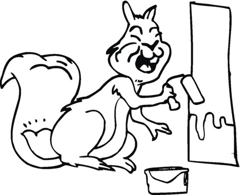 Chipmunk Paints A Wall Coloring Page